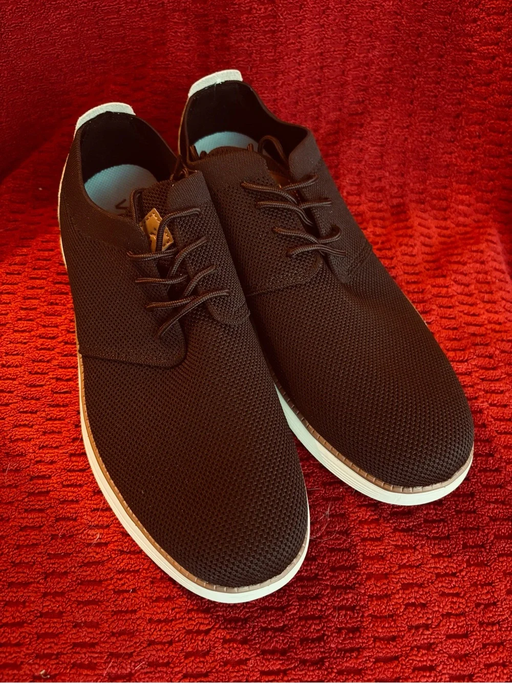 Men's Black Knit Derby Shoes with White Sole